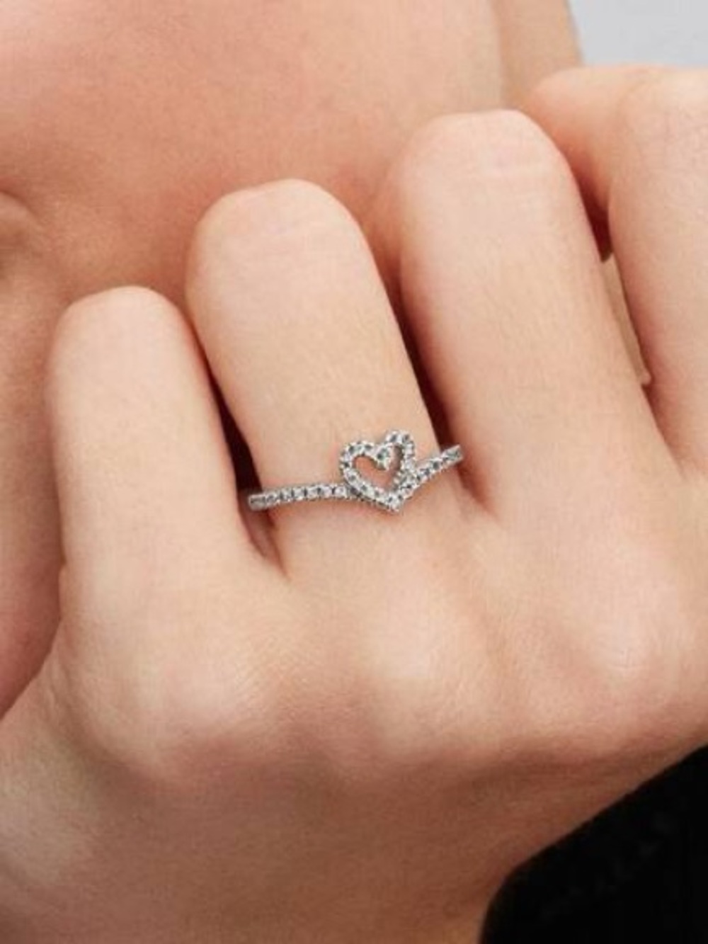 Pandora wishbone heart ring